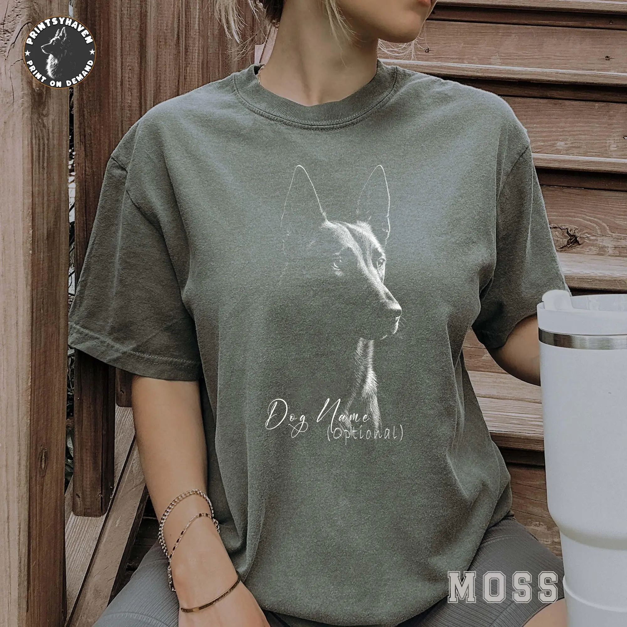 Belgian Malinois Custom Dog Name Comfort Colors Shirt, Unisex Silhouette Dog Lover Tee, Unique Gift for Pet Parents, Dog Tee, Dog T Shirt