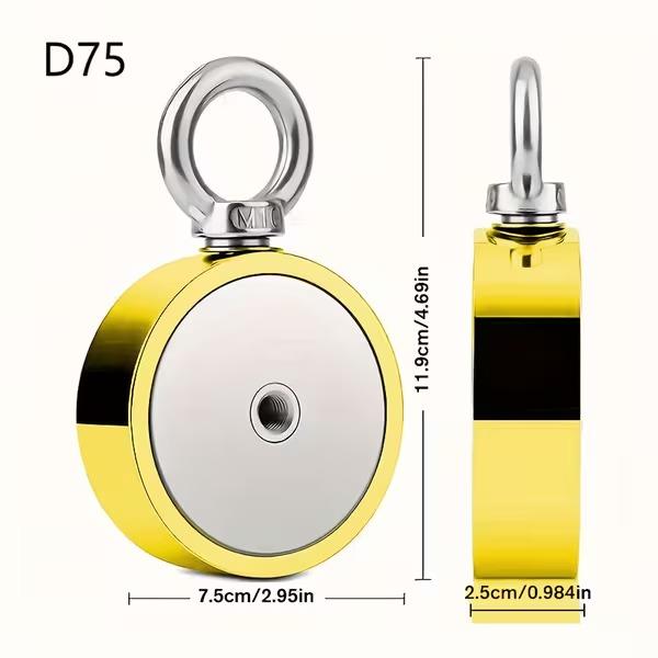 3200LBS Fishing Magnet Kit - Heavy Duty Neodymium Rare Earth Magnet, Double-Sided 2.95", Gloves, Locking Clasp & Threadlocker Included