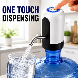 Water Dispenser for 5 Gallon Bottle, Portable USB Charging Electric Water Pump, Food Grade Silicone Hose, Stainless Steel Spout - 30-40 Days Battery Life, Drinking Water Jug Pump for Home, Kitchen, Living Room, Office, Camping, Universal for 3-5 Gallon