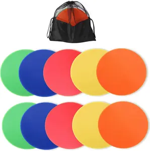 WUSHUANG 10 Inch Poly Vinyl Spot Markers- Non Slip Rubber Agility Markers Flat Field Cones Floor Dots-for Exercise Drills, Sports, Games, Speed Agility Training -10 Pcs