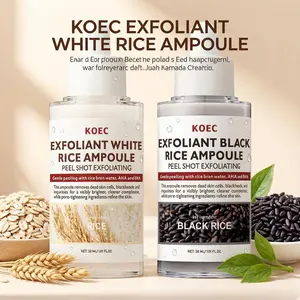 KOEC Rice Exfoliating Ampoule - Black & White Rice for Glowing Skin,  Brightening Duo for Glowing Skin | Gentle Peel, Pore Minimizing & Deep Hydration Serums