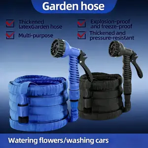 25 ft retractable garden hose, heavy-duty design, ultra-high strength, four-layer durable foldable latex core, ultra-strong brass connectors, lightweight flexible water hose with 7 adjustable spray modes, high-pressure water gun, non-slip handle, durable