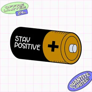 "Stay Positive" Battery Sticker | Motivational Vinyl Decal | Durable and Waterproof Design W