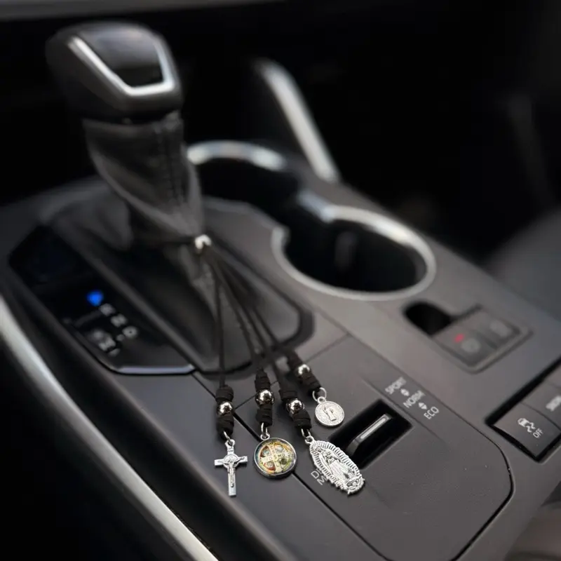 Saint Benedict  – Black Cord Pendant, Cars Accessories, Car Charm