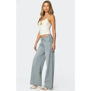 Edikted Women's Everly Studded Low Rise Jeans Edikted Women's Everly Studded Low Rise Jeans