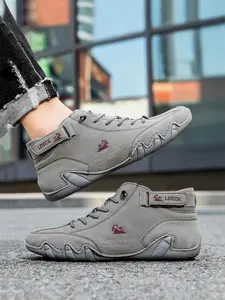 Men's Letter & Animal Print Velcro Front Durable Outdoor Hiking Boots, Casual Outdoor Sports Boots, Fashionable Boots for Outdoor Activities, Outdoor Walking Shoes, Trekking Camping Shoes, Trekking Shoes