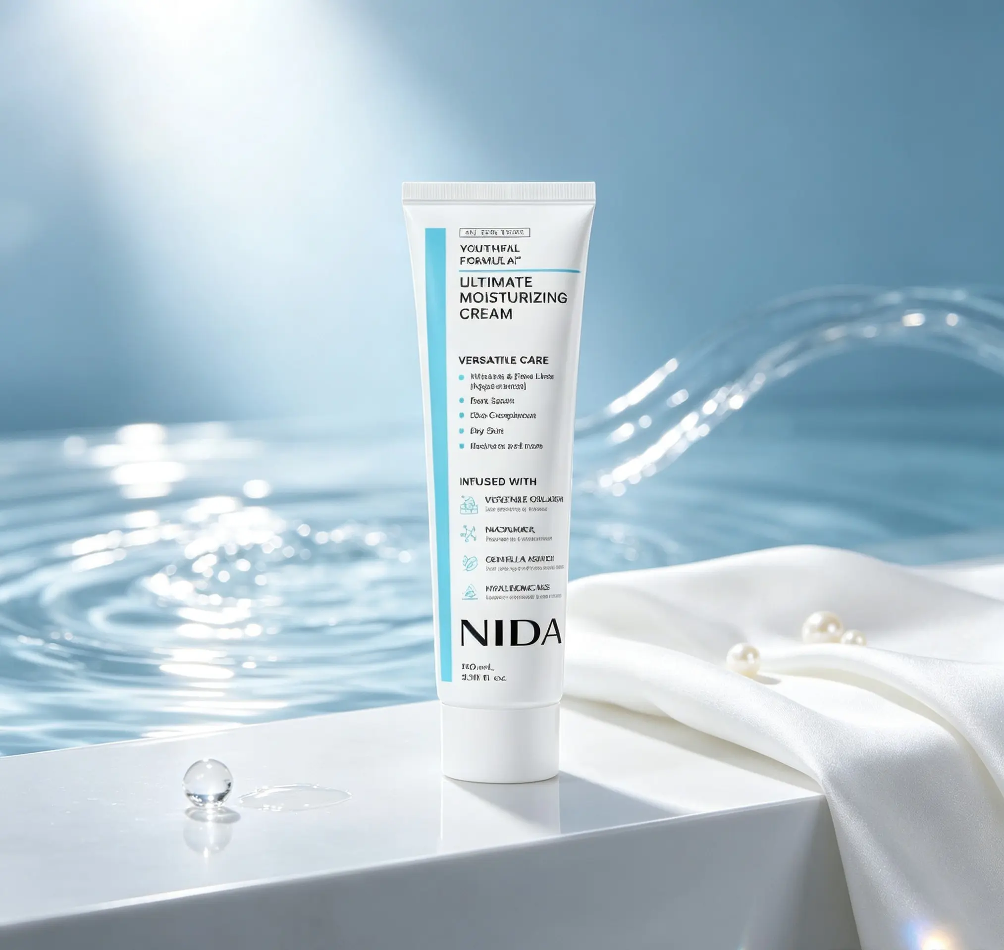 NIDA Ultimate Moisturizing Cream - Youthful Formula Face Moisturizer with Collagen, Niacinamide, Centella Asiatica, Hyaluronic Acid - Moisture-Boosting Cream for Dry Skin, Fine Lines, Dark Spots (100 ml)