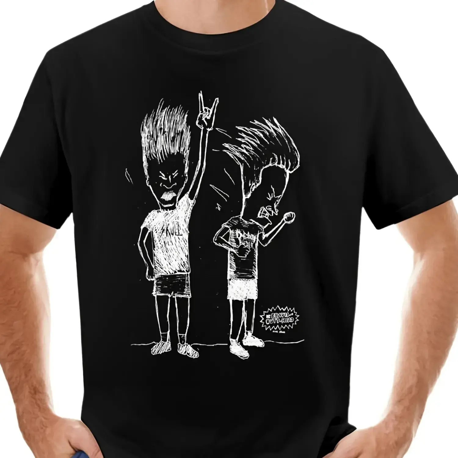 Men'S Beavis and Butt-Head Graphic T-Shirt - Vintage MTV90s Retro Tee, Soft Breathable Cotton Shirt for Casual Casual Attire & Themed Events