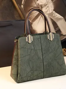 Vintage Distressed Handbag, Large Capacity Commuter Tote Bag, Patchwork Texture Shoulder Crossbody Bag for Women