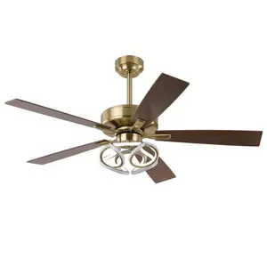 Parrot Uncle 52 Inch Boyd Antique-bronze Golden Downrod Mount RGB LED Smart Ceiling Fan with Reversible Blades & Tunable White Lighting