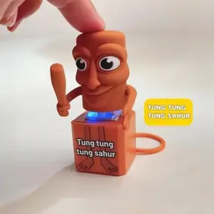 Funny Italian Brainrot Tung Tung Sahur Portable Realistic Sound Sensory Fidget Keychain, Viral Press-Button Stress Relief Fidget Toy Gift for Adults and Kids