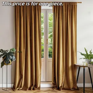 1PC Luxurious Velvet Home Decoration Curtain, Modern Style for Living Room and Bedroom, Soft Texture with Clip Rings, Rod Pocket Design, Window Decor