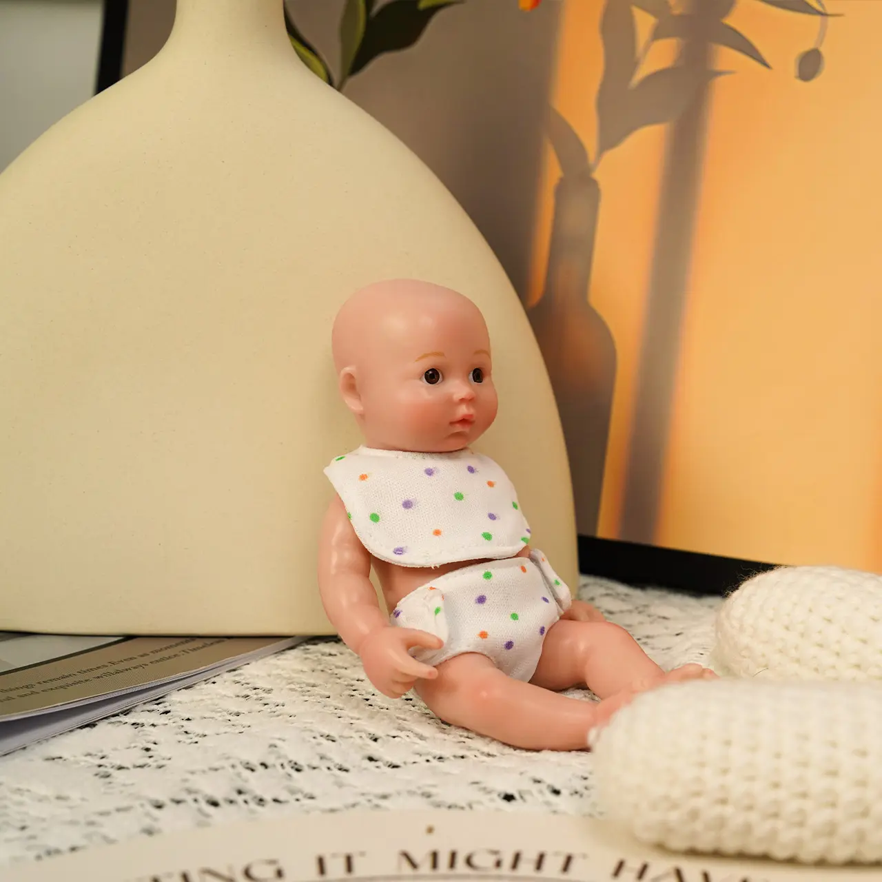 6-Inch Mini Silicone Reborn Baby Doll - Compact, Portable, Lifelike Tiny Newborn, Soft Realistic Body, Cute Pocket Baby Gift for Gifting