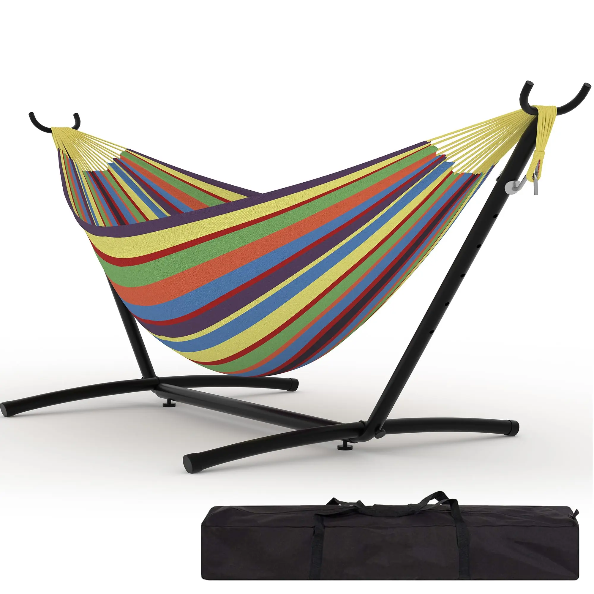 Hammock with Steel Stand, 450lb Capacity, Premium Carry Bag & 2 Anti-Roll Balance Beams – Outdoor Patio Porch Swing Furniture