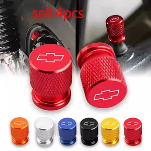 4pcs Car Badge Wheel Tire Valve Air Stem Cap Covers, Aluminum Material, Compatible with Chevrolet Models, Durable Design, Car Accessories