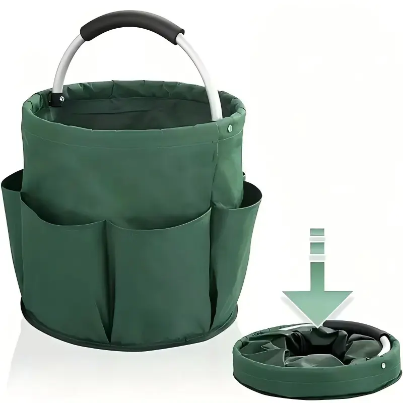 Garden Tool Kit, Foldable Portable Gardening Tool Bag, Garden Tool Storage Bag with 6 Pockets, Handheld Garden Backpack for Indoor and Outdoor Use