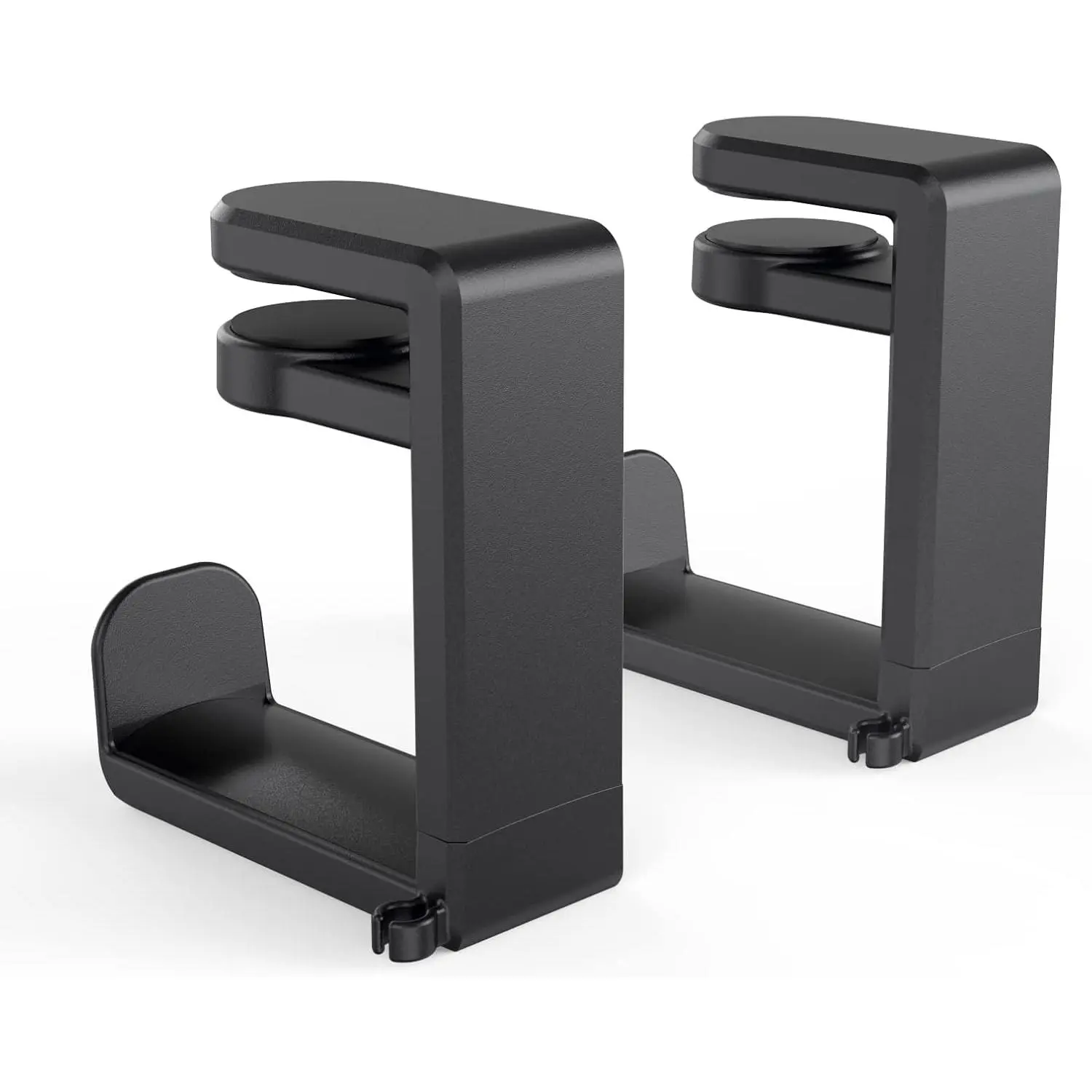 Rotating Headphone Stand -  PC Gaming Headset Stand, Adjustable Clamp-on Headphone Holder, Headphone Hanger Hook Under Desk with 360 Degree Swivel& Clip Organizer - Black, 2 Pack