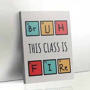 1pc Framed Periodic Table Elements Canvas Art - Science Classroom Decor, Educational Chemistry Wall Decor,  Wooden Frame, Perfect for Home or Office, Classroom Decor