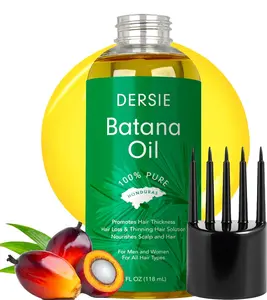 Dersie Batana Oil for Hair Growth & Nourishment - 100% Pure Organic Honduras Batana Oil with Massager Applicator for Thicker Longer Healthier Hair 4 FL OZ - Thickening Regrowth Formula