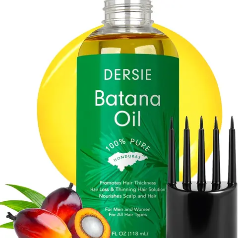 Dersie 100% Pure Organic Cold-Pressed Honduras Batana Oil - 4 fl oz Unisex Adult Haircare Scalp Treatment with Massager Applicator, Antioxidant-Rich Dry Hair Repair, All Hair Types, Dersie Batana Oil_1 Pack