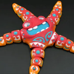 Flexi Silly Tattooed Starfish Decor 3D Printed Fidget - Approximately 6" Starfish with Unique Design, Available in Multiple Colors colorful glow Decorative Ornaments
