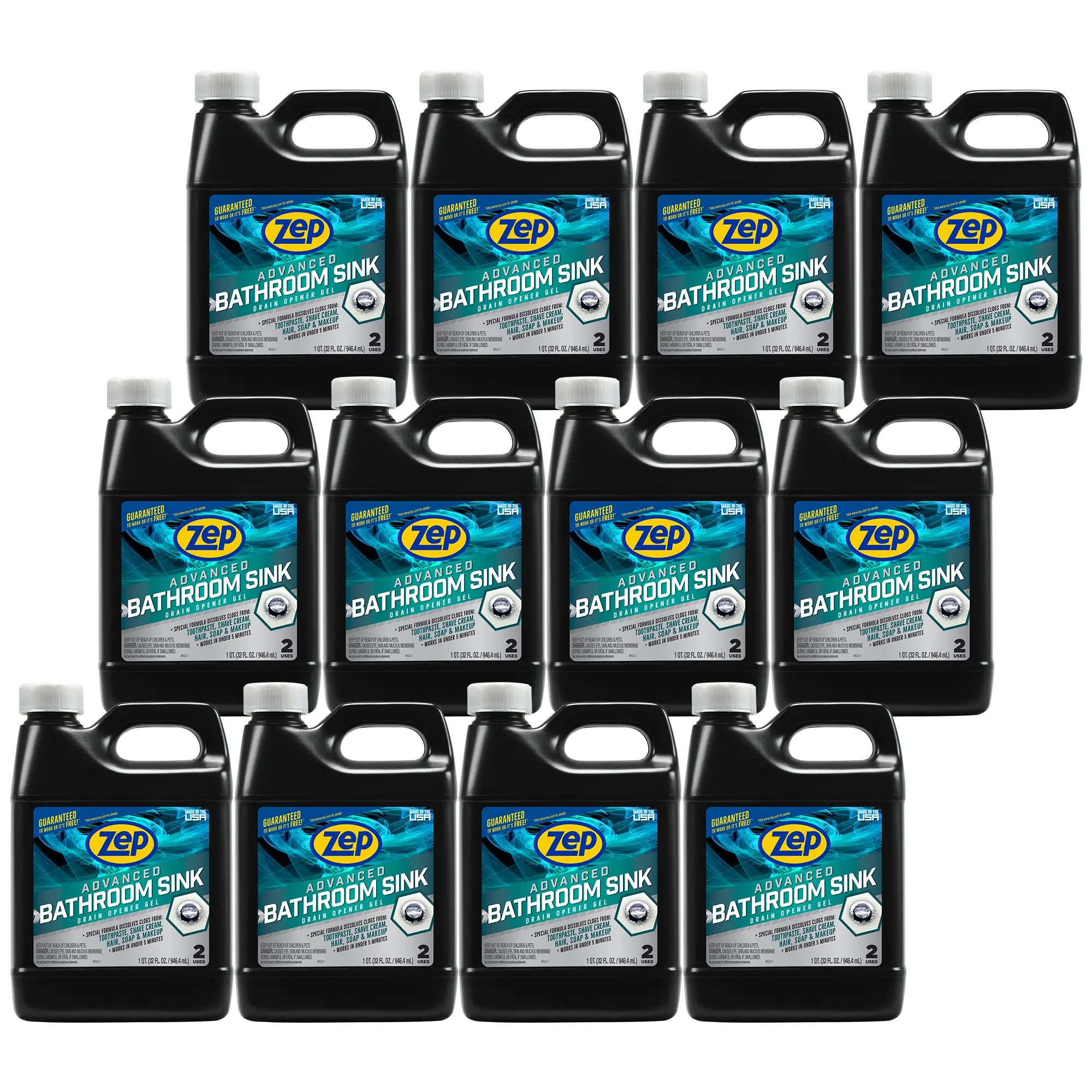 Zep Advanced Bathroom Sink Drain Opener Gel – Dissolves Clogs – 32 oz