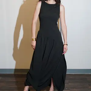 NVME Bethany Bubble Bottom Maxi Dress - Black Sleeveless with Unique Design and Flowy Silhouette