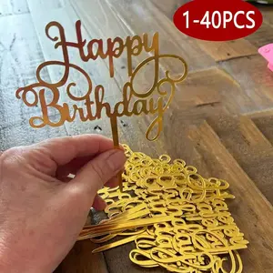 Happy Birthday Acrylic Cake Topper, Modern Letter Pattern Versatile Decor Party Decoration, Creative Birthday Gift for Family and Friends