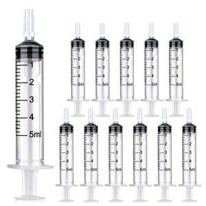 5ml Syringe for Liquid, Syringe Without Needle With Cap for Oral Scientific Labs Measurement, Pack of 12