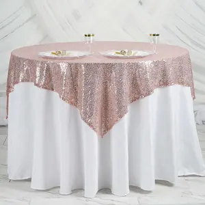 Sequin Square Table Overlay 60"x60" Blush - Glittering Table Topper