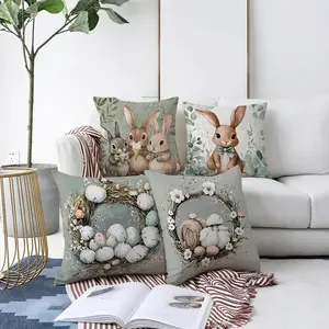 4pcs Cute Rabbit Throw Pillow Covers, Multiple Specifications Available, Multicolor Soft Fabric Cushion Cases, Adorable Bunny Design with Ice Cream, Suitable for Home Decor, Living Room, Bedroom, Cozy & Stylish Home Textiles