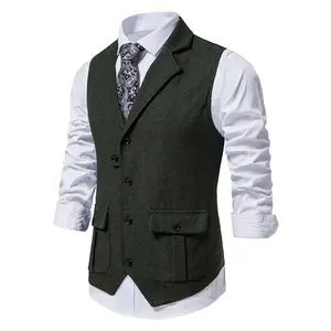 Men’s diagonal vest with a retro double-sided collar; a casual-style suit vest that is perfect for everyday wear, formal occasions, and special events. GARMENTARY