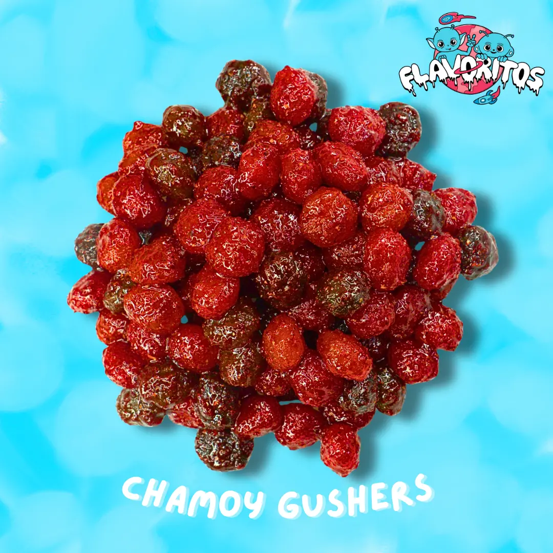 Chamoy Gushers Burst- Flavoritos Sweet and Chili Gummy Candy Snack Chewy Spicy Bonbon