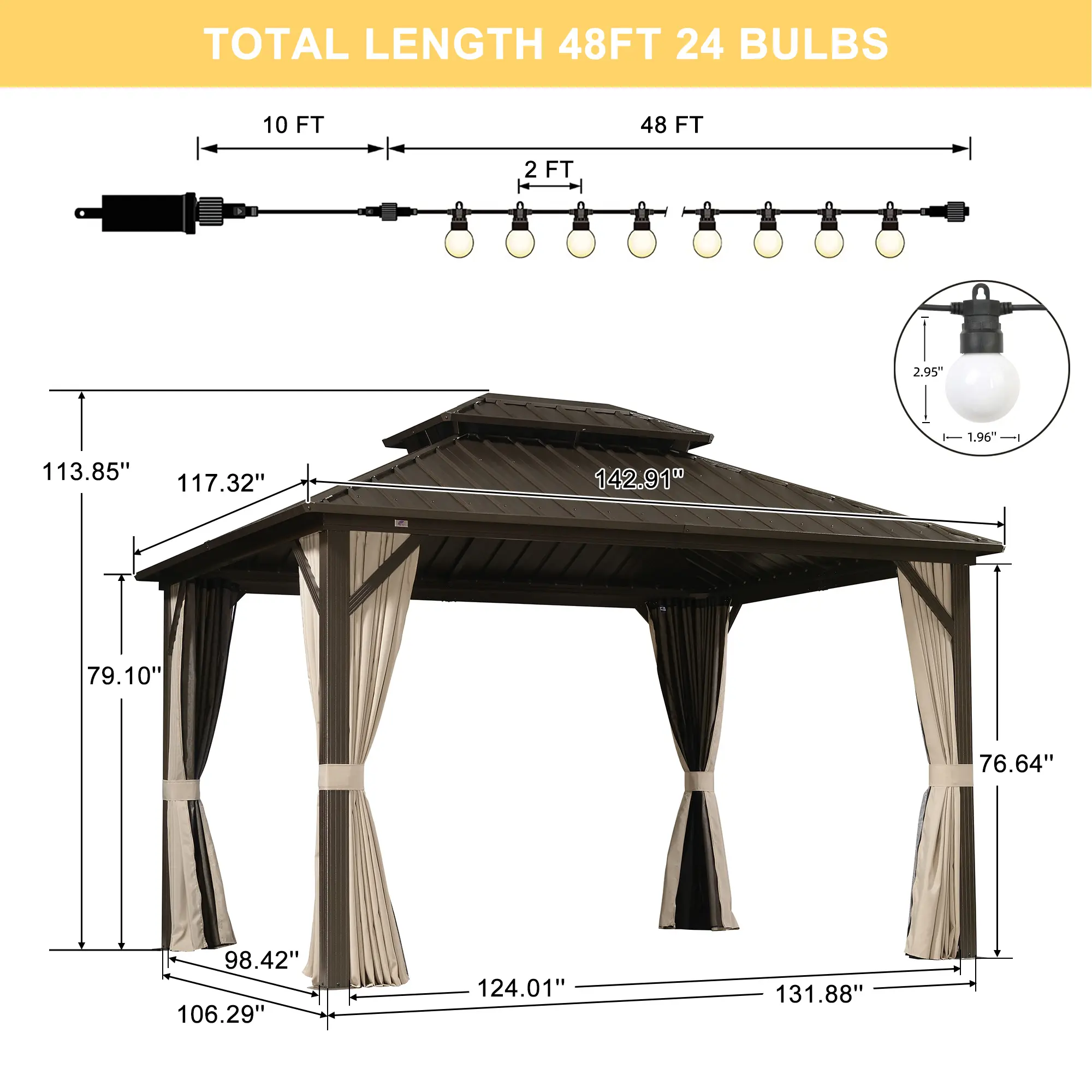 10' × 12' with 24 Lights