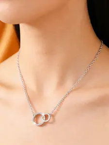 Women's Elegant Geometric Circle Pendant Necklace, Copper Chain Jewelry, All-Season Fashion Accessory, Versatile Ladies' Gift