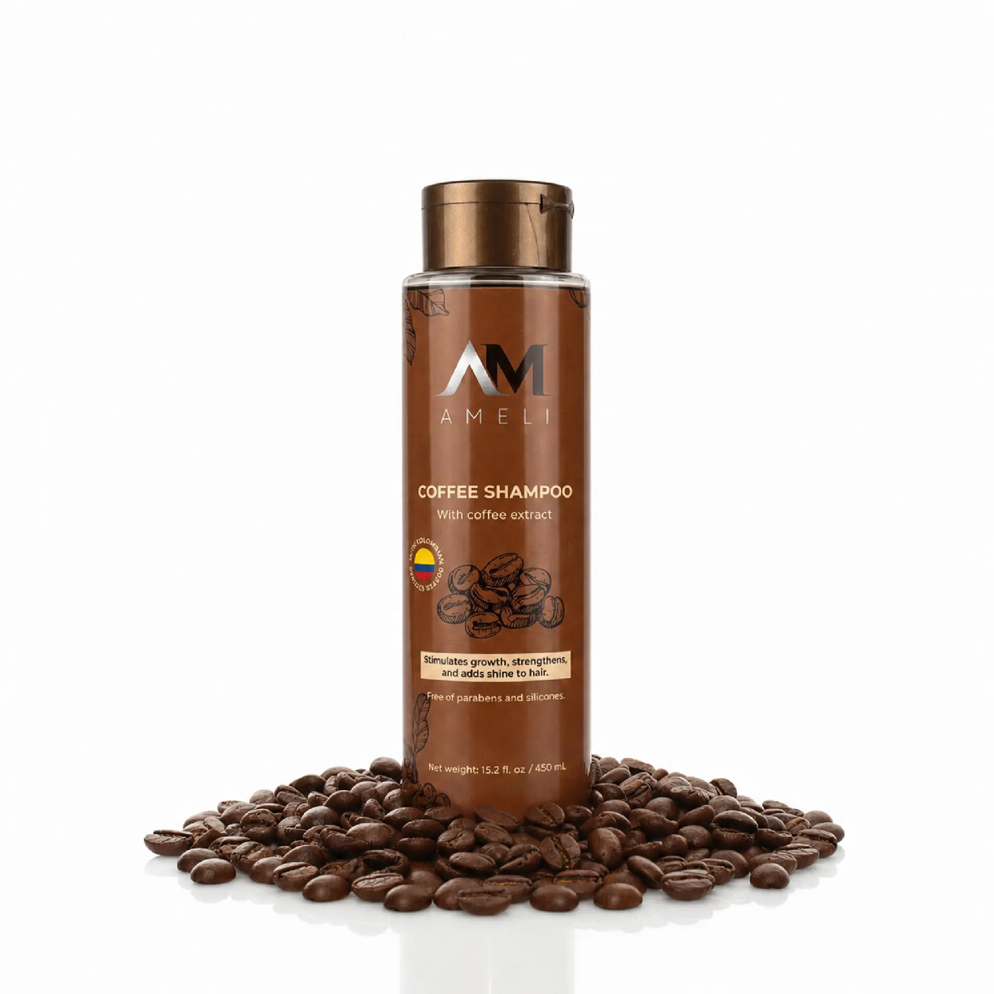 AM AMELI Caffeine Hair Strengthening Cleanser - Daily Haircare Scalp Treatment Cleanser, Anti-Hair Loss Thickening Shampoo with 24-Month Shelf Life (Single Item), Cleansing, Nourishing, Coffee