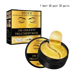 ELHOE 24K Gold Eye Treatment Mask – Reduces Signs of Aging & Dryness of Eye Skin, 60 Patches – Korean Skincare Gift for Women & Men