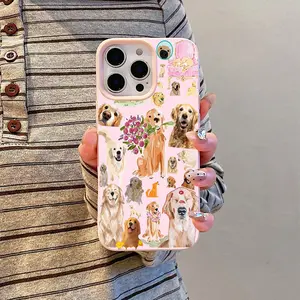 Cute Golden Retriever-themed phone case, compatible with iPhones, made of TPU material, shockproof and drop-resistant, and does not yellow easily.