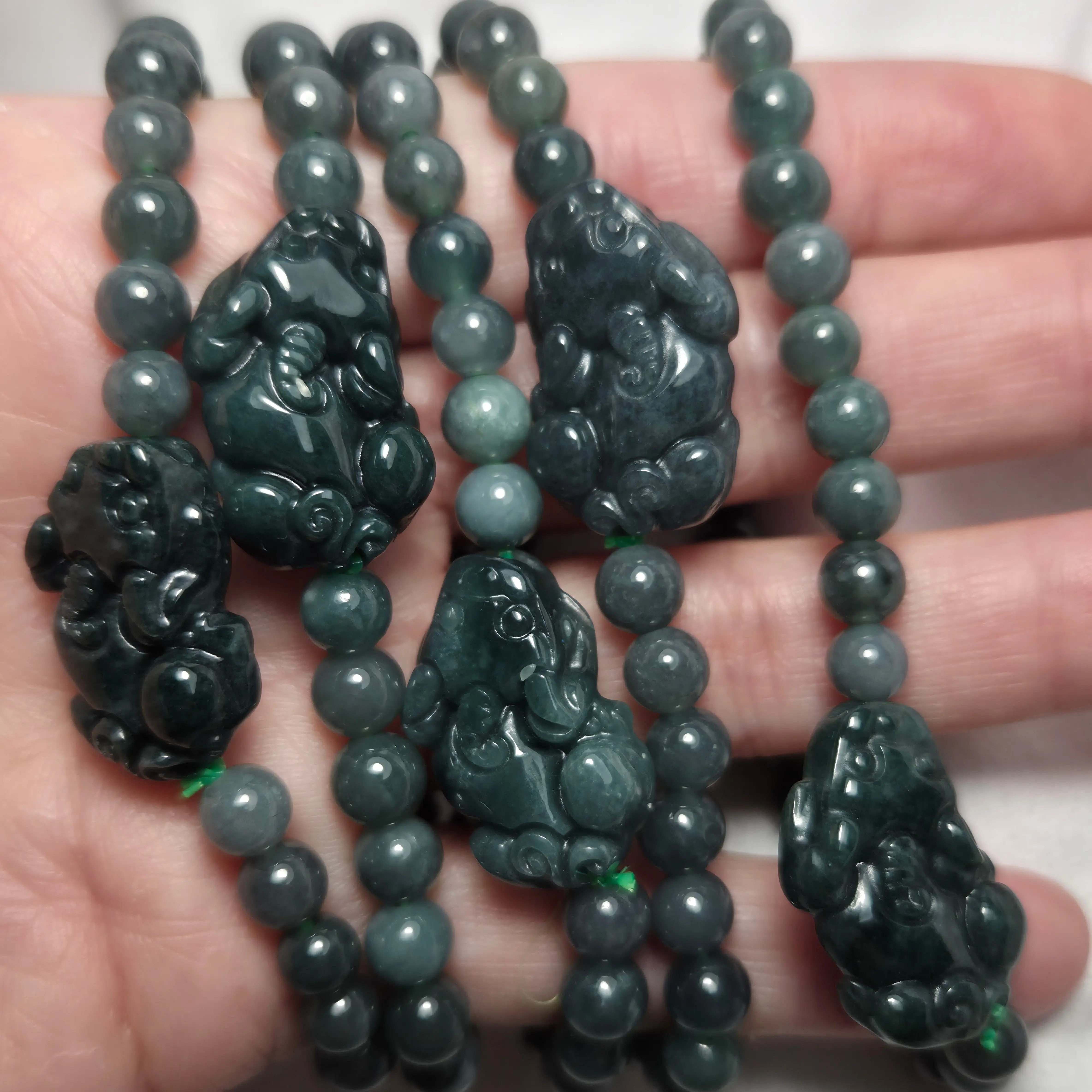 GENUINE Blue Water Jade Jadeite Pixiu Bracelets for Wealth and Protection