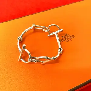 Pre-owned HERMÈS Sterling Silver 925 (Ag925) Small Leather Goods Hermes Silver Bracelet