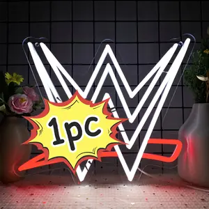 WWE Wrestling Neon Sign, LED Wrestling Neon Sign for Wall and Room Decor, USB Night Light for Game Bedroom Birthday Competition Party Gifts