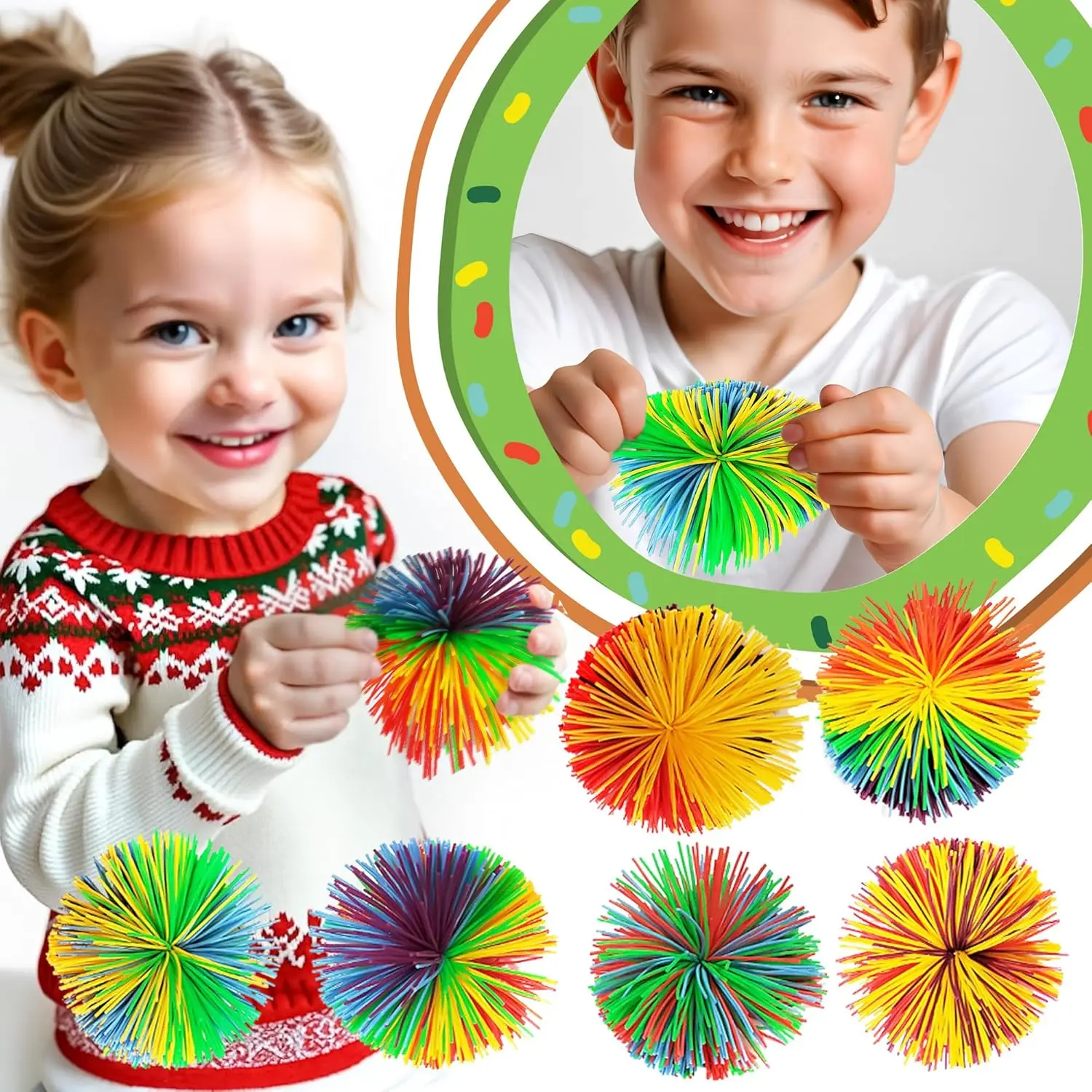 Unisex 12-Pack Small Silicone Monkey Stringy Stress Balls (2.75 in, 10.88 oz) - Non-Toxic Animal Ball Stress Relief Toys, Fidgets Squishies, Sensory Friendly Anxiety Relief Gifts for Kids, Soap-Wipeable All Seasons