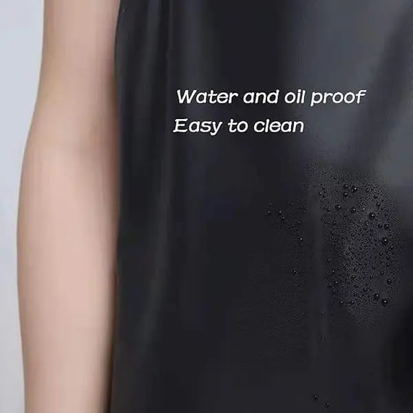 Waterproof Rubber Vinyl Apron Black - 43Hx29W Inch Adjustable Long Black Lightweight