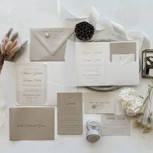 Ivory Wedding Invitation | Pocket Folder Style 218