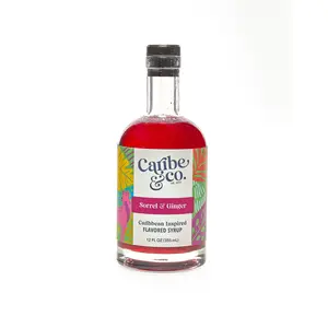 Caribe & Co. Sorrel & Ginger Flavored Syrup - Caribbean Inspired Hibiscus Roselle Jamaica Flower - For Cocktails Tea Matcha Seltzer Water and More