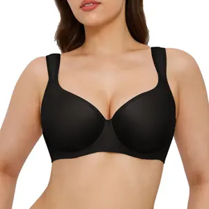 Popilush Minimizer Bras for Women Full Coverage Plus Size Unlined Underwire T Shirt Seamless Bra for Large Breasts