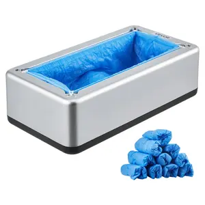 VEVOR Shoe Cover Dispenser,  Automatic Shoe Covers Dispenser with 100 Pcs of Non-Slip Disposable Shoes Covers, Fits Size Up to US 11, for Home, Office, Lab, Factory, Hospital, Indoor Use, Silver