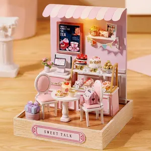 Miniature Dollhouse DIY House Kit with Furniture, Doll Set, Romantic Gift for Valentine's Day, 3D Wooden Puzzle and Book Nook Kit, Creative 3D Desktop Decoration