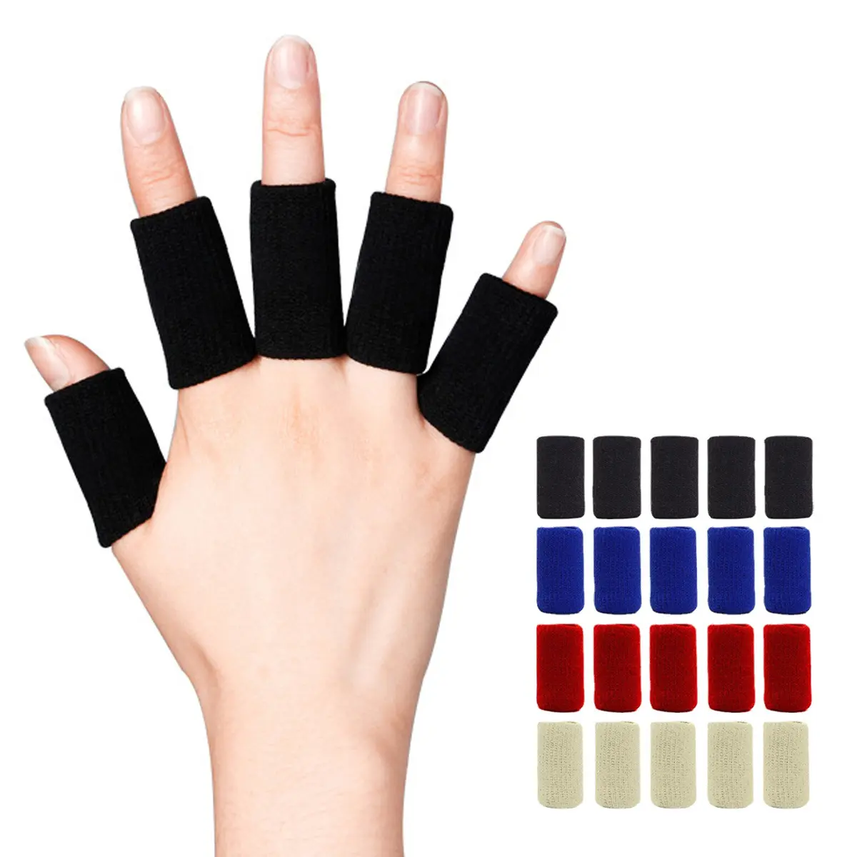 Protective Finger Sleeve Set, Breathable Nylon Fabric Guards with Unisex Fit for Basketball & Sports Joint Support, Sporty Protective Gear, Durable