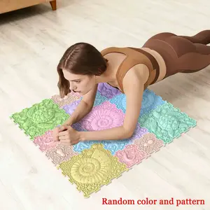 18-Piece Interlocking Silicone Floor Mats - 3D Textured Sensory Mats - Yoga Mats & Bathroom Shower Mats, Suitable for Gyms, Homes, Travel - Washable, Easy Assembly Interlocking Mats & Minimalist Design (Valentine's Day Gift) Random Pattern & Color